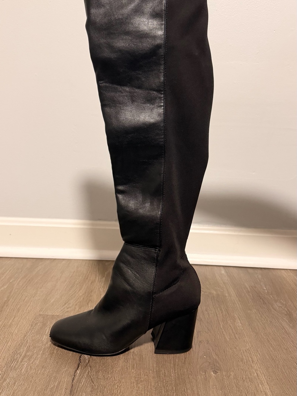 Rouge Helium Black Over-the-Knee Block Heel Boots